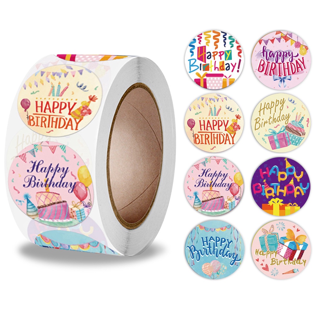 500pcs Happy Bitrthday Sticker Candy Bags Box Sticker Gift Bag Sealing