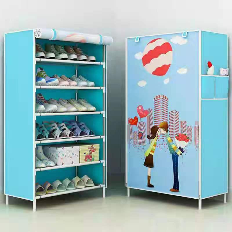 6 Layer Print Design Tier Shoe Rack (BLUE KISS) Storage Shelves ...