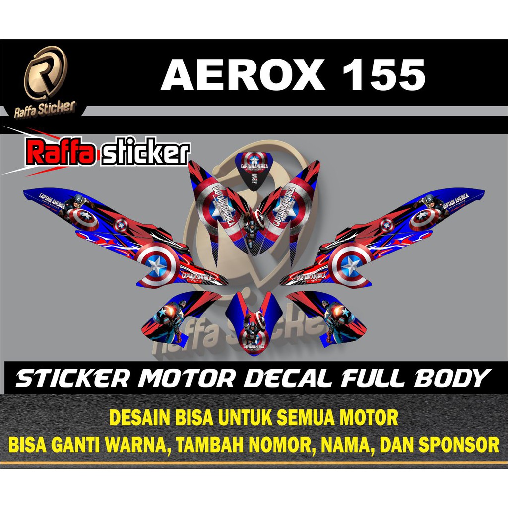 Decal Aerox 155 Full Body Sticker Aerox 155 Full Body Captain America ...