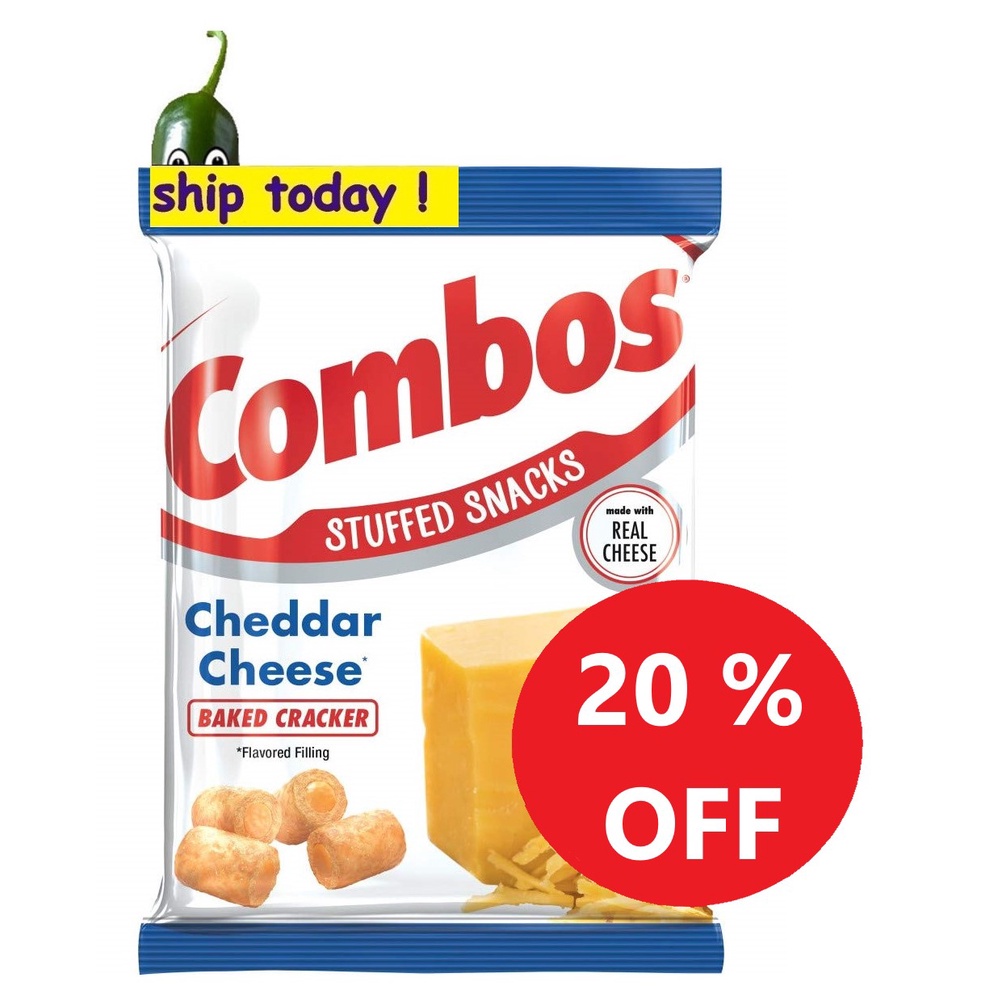 Combos Cheddar Cheese Baked Crackers 6.30 oz / 178 g combo Cracker made  with Real Cheese