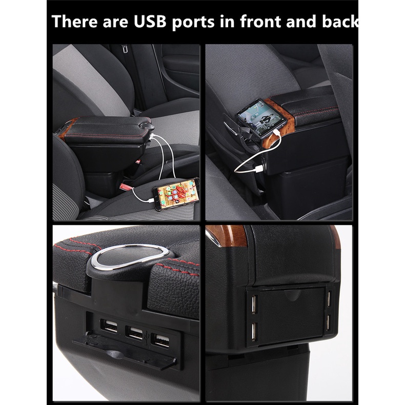 Consoles Armrest Box PU Leather Center Console Storage