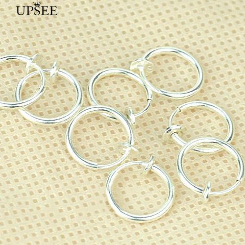 【new】cod!!! 8 Pcs Punk Clip On Fake Piercing Nose Septum Lip Hoop Rings 