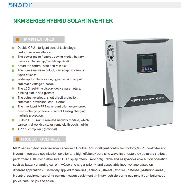 (HYBRID SOLAR INVERTER) 1KW SNADI HYBRID OFF / ON GRID SOLAR INVERTER w ...