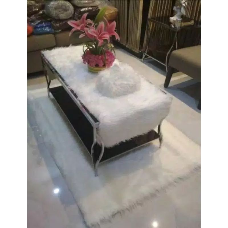 KOREAN FEATHER MAT | FUR CARPET | FEATHER TABLE CLOTH | LARGE WHITE ...