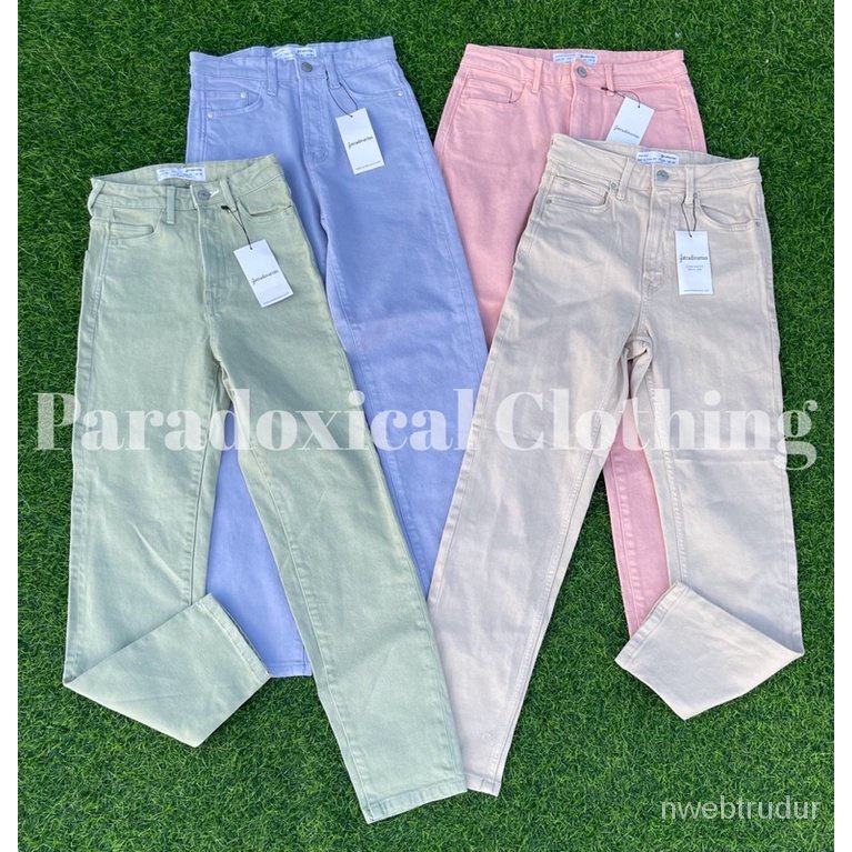 insStradivarius Slim Fit Mom Jeans (Pastel Colors) Shopee Philippines