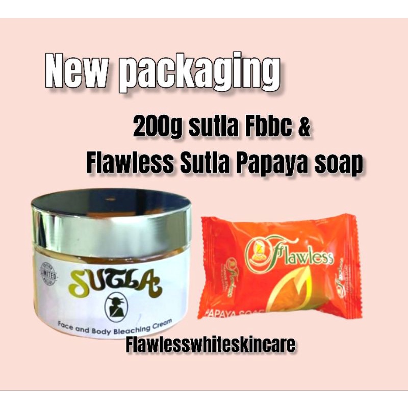 SUTLA FACE AND BODY BLEACHING CREAM 200g + 1 FLAWLESS PAPAYA SOAP