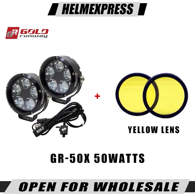 Gold Runway GR-50X v2 50W LED Auxiliary Motorcycle Fog Lights Trail ...