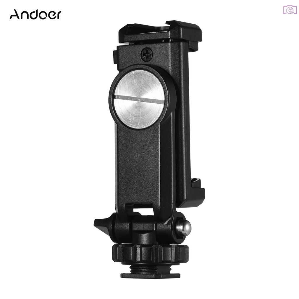 K&F Concept Metal Phone Tripod Mount, Universal Smartphone Stand With 2 Cold Shoe Mount, Adjustable Cellphone Holder For Horizontal And Vertical Shooting, Compatible With Phones