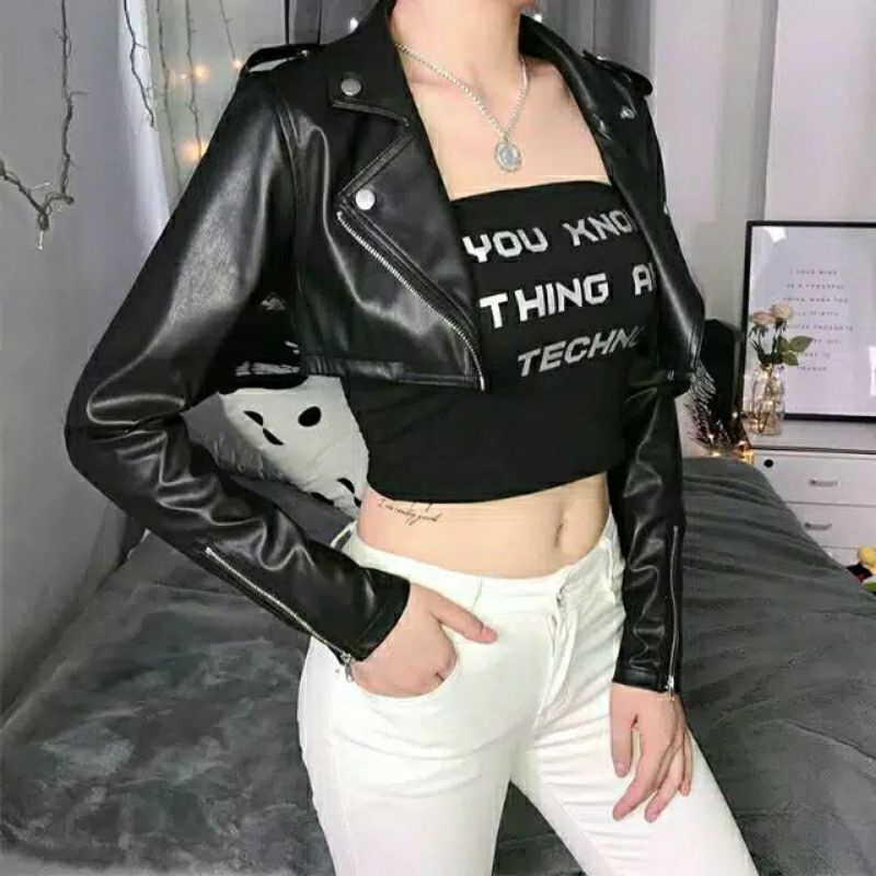 Crop top jacket on sale shopee