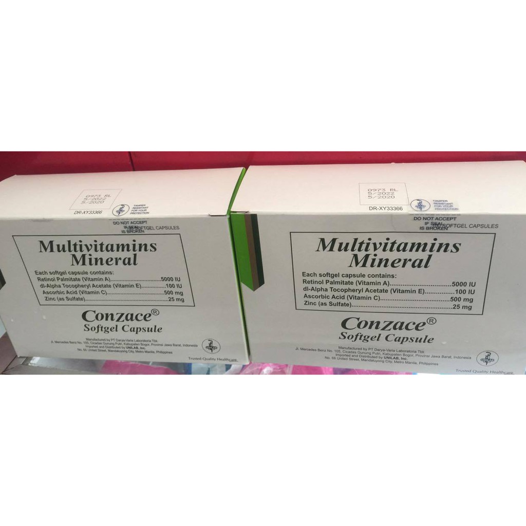 CONZACE MULTIVITAMINS AND MINERAL 1 Box (100 capsules) Shopee