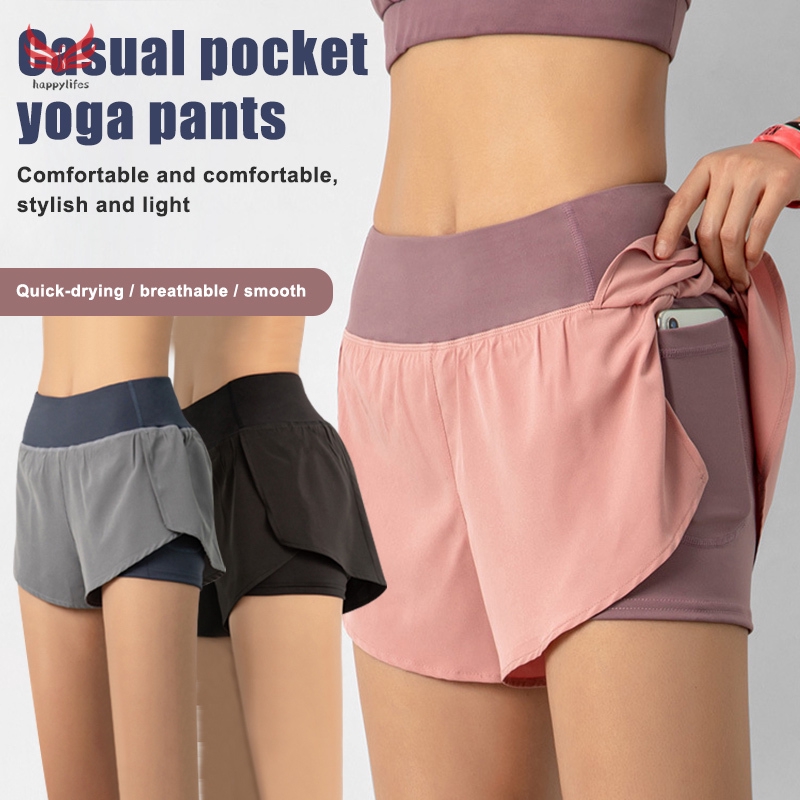Yoga shorts with phone pocket hotsell