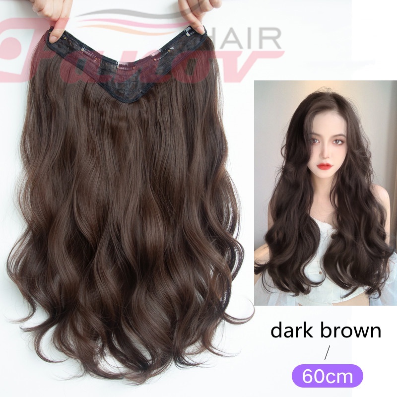 Fanov Long Curly Women Clip In Hair Extensions Black Brown High ...