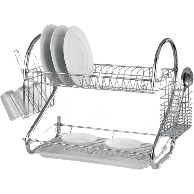 Home Zania Double Layer Plate Bowl Cup Dish Drainer Rack Holder Style 