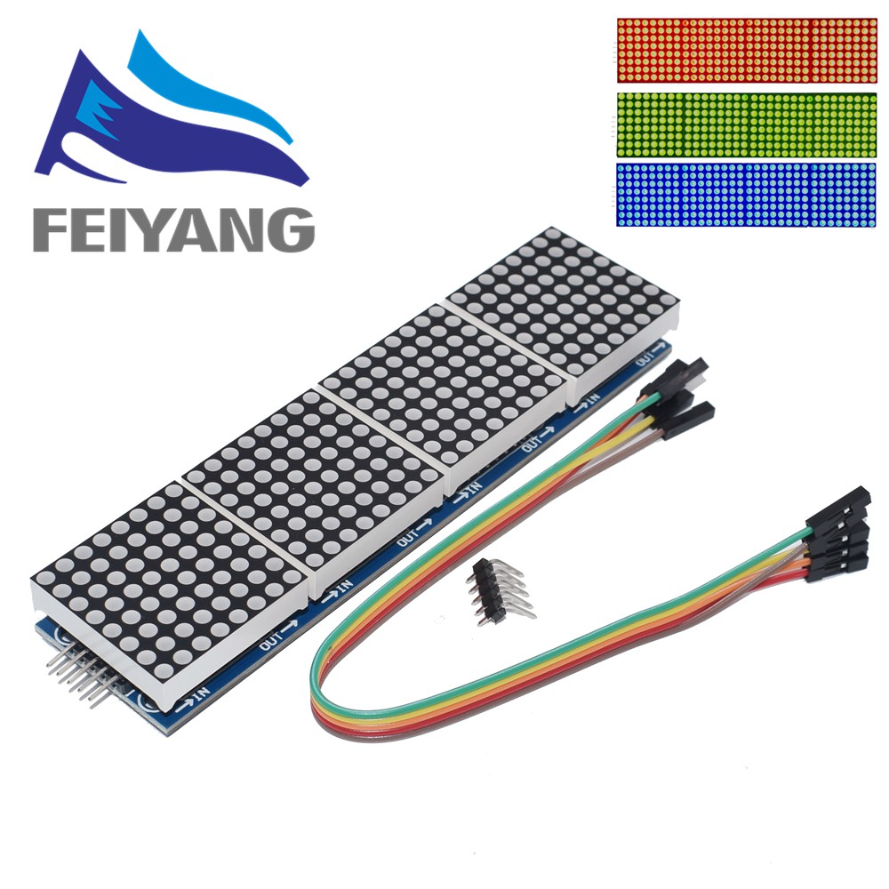 Max7219 Dot Matrix 4 in 1 Micro Controller Module with 5P Cable ...