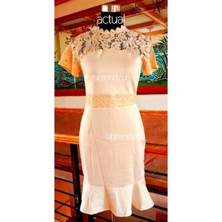 【Ready Stock】∈☑✺All About Cream/Beige Cocktail/Party/Civil Wedding Fashion  Dress