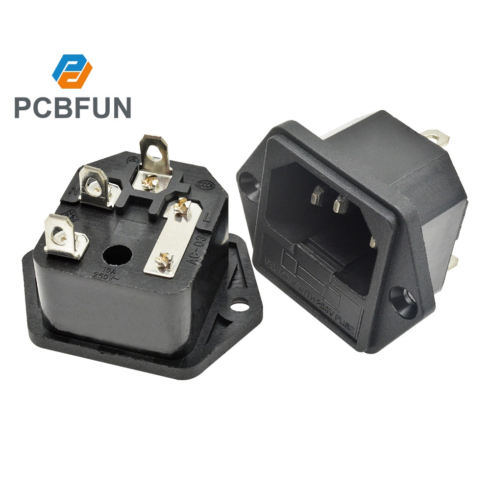 Pcbfun 1 Piece Ac 250V 10A Iec320 C14 Male Power Cord Inlet Socket ...