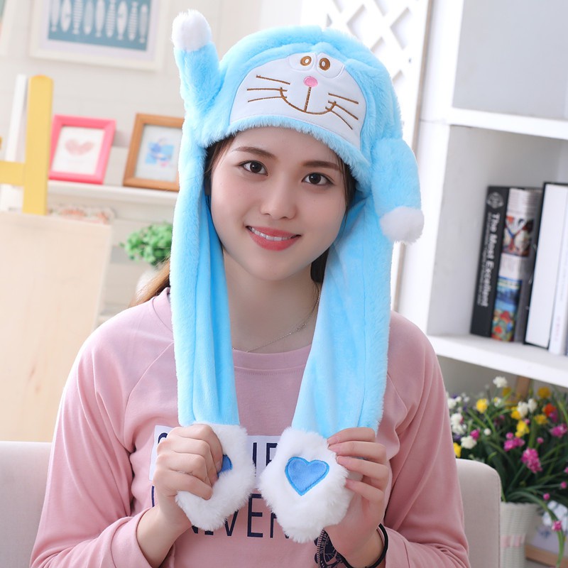 Fashion Moving Hat Rabbit Ears Plush Sweet Cute Airbag Cap can be ...
