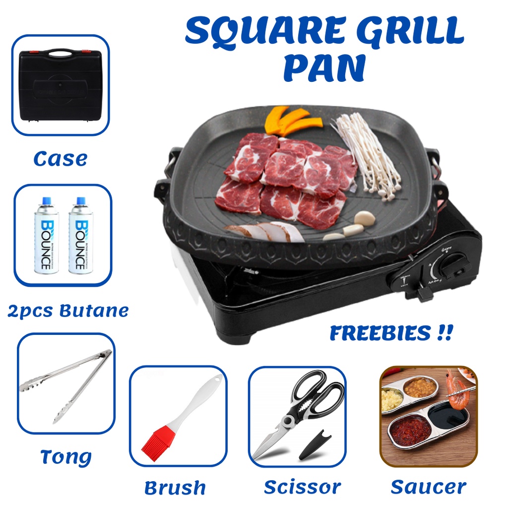 COMPLETE SET Samgyupsal Grill Pan Set Grill Pan w/ Butane w/ FREEBIES