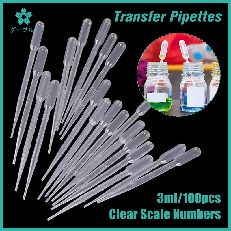 100Pack 3ml Calibrated Pipette Dropper Nontoxic Clear Disposable