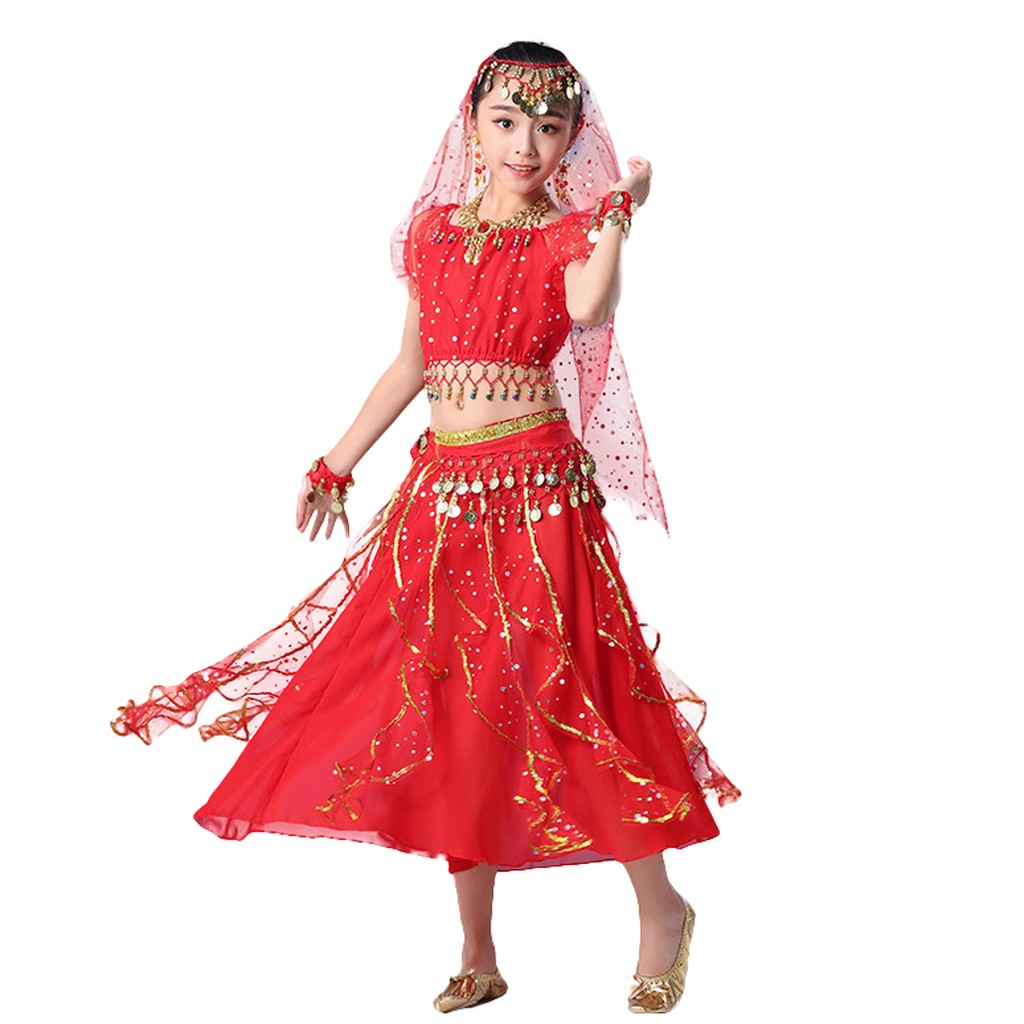 Lolanta 7 pcs kids girls belly dance costume halloween cosplay outfit