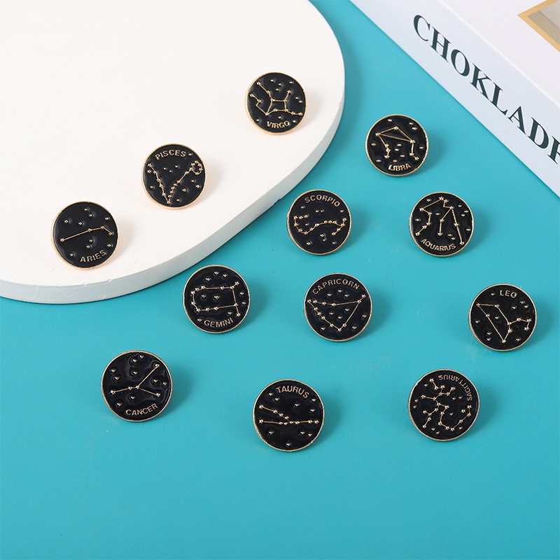 12 Constellation Lapel Brooch Dream Romantic Enamel Pin Text Backpack