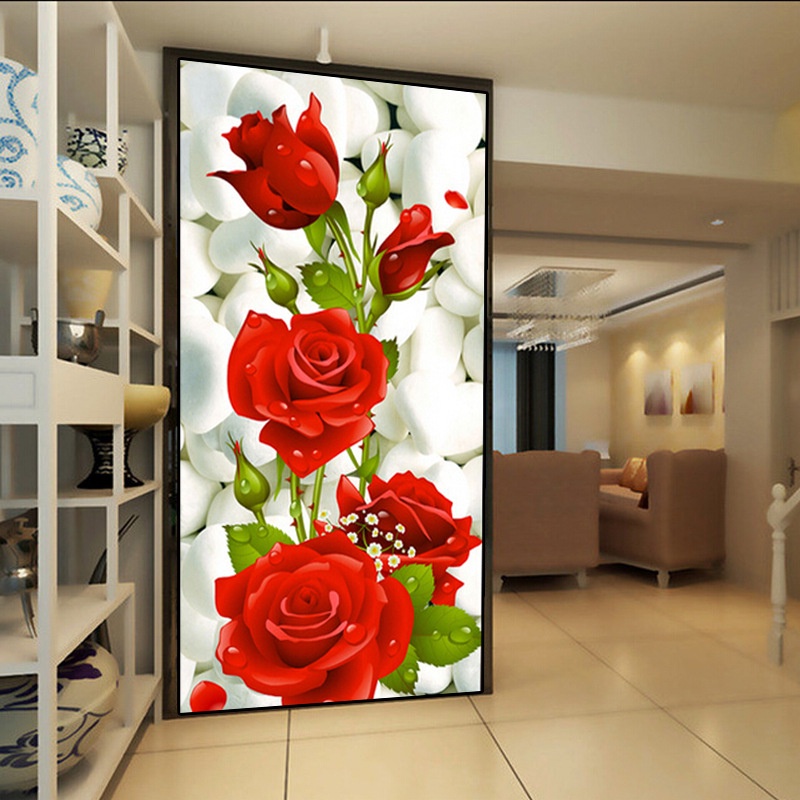 Red Rose Diamond painting living room paste Diamond Cross Stitch full ...