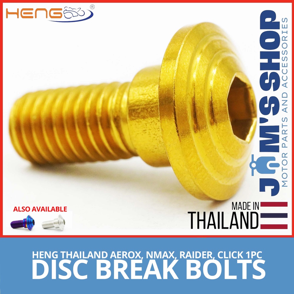 HENG BOLTS 1 PC DISC BREAK HONDA CLICK AEROX NMAX RAIDER GOLD TITANIUM WHITE GOLD ORIGINAL