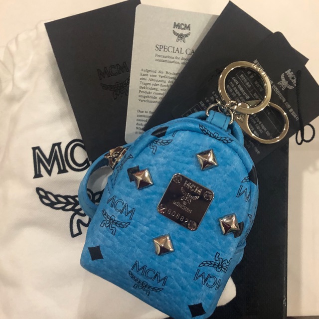 [COD] Authentic MCM Backpack Charm in Visetos Stark Four Studded