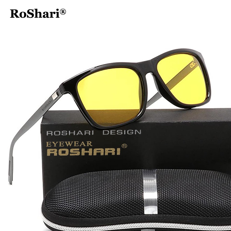 RoShari Anti Glare Night Driving Polarized Glasses for Men Women HD Day Night Vision Sunglasses A38