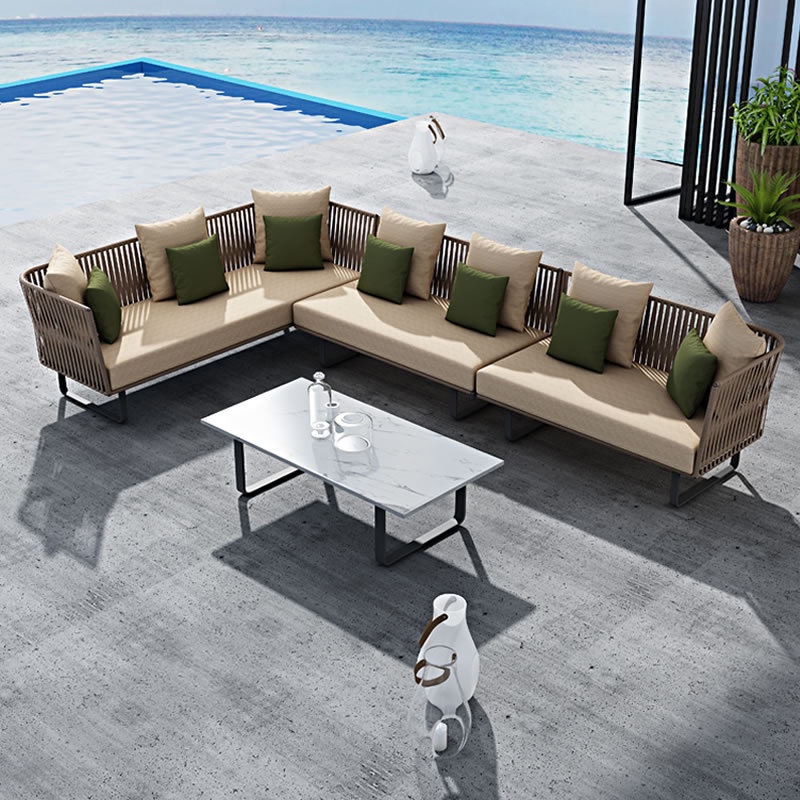 Outdoor Sofa Waterproof Courtyard Terrace Rattan Chair Coffee Table