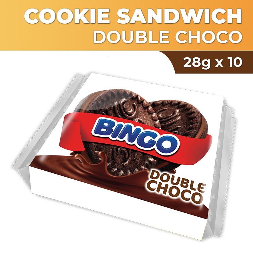 Bingo Double Choco Chocolate filled Choco Sandwich Cookies 28gx10