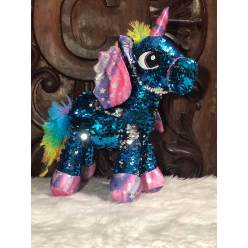 Unicorn sequin stuffed sales animal