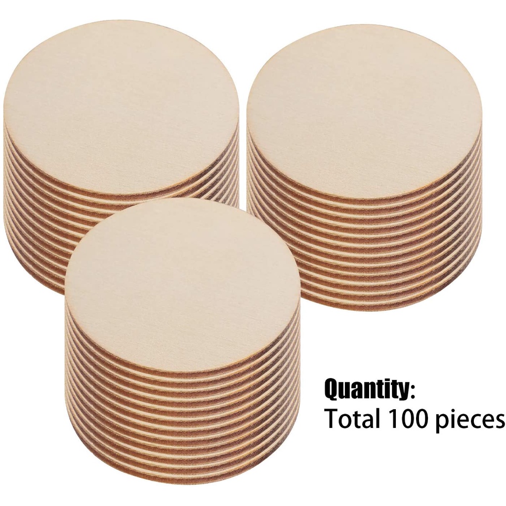 50 Pcs 2 Inch Round Disc Unfinished Wood Circle Wood Pieces Wooden ...