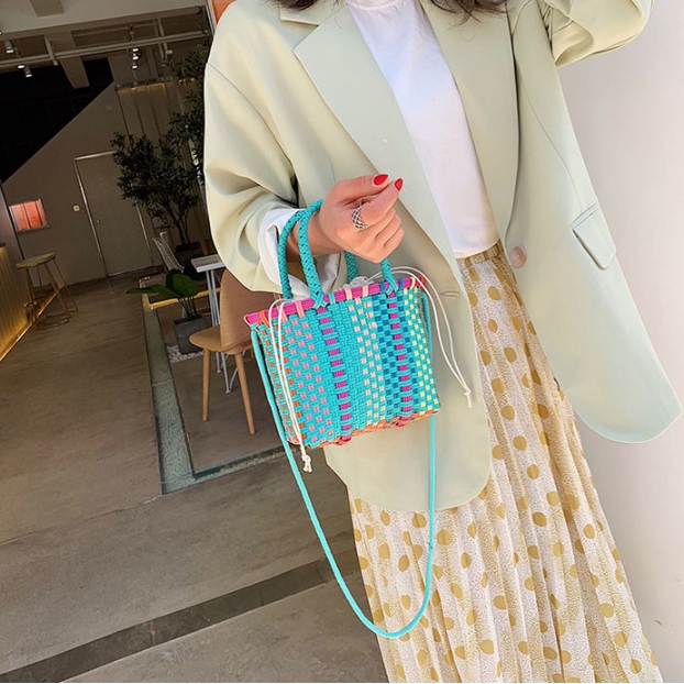 Handmade Rattan Woven Straw Bag Women Messenger Small Beach Tote