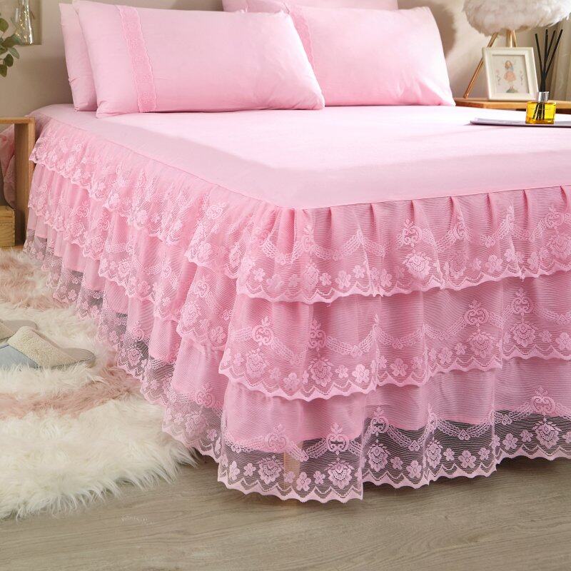 Unimont Princess Lace Bed Skirt Bedspread Sheet Bed Cover Queen King