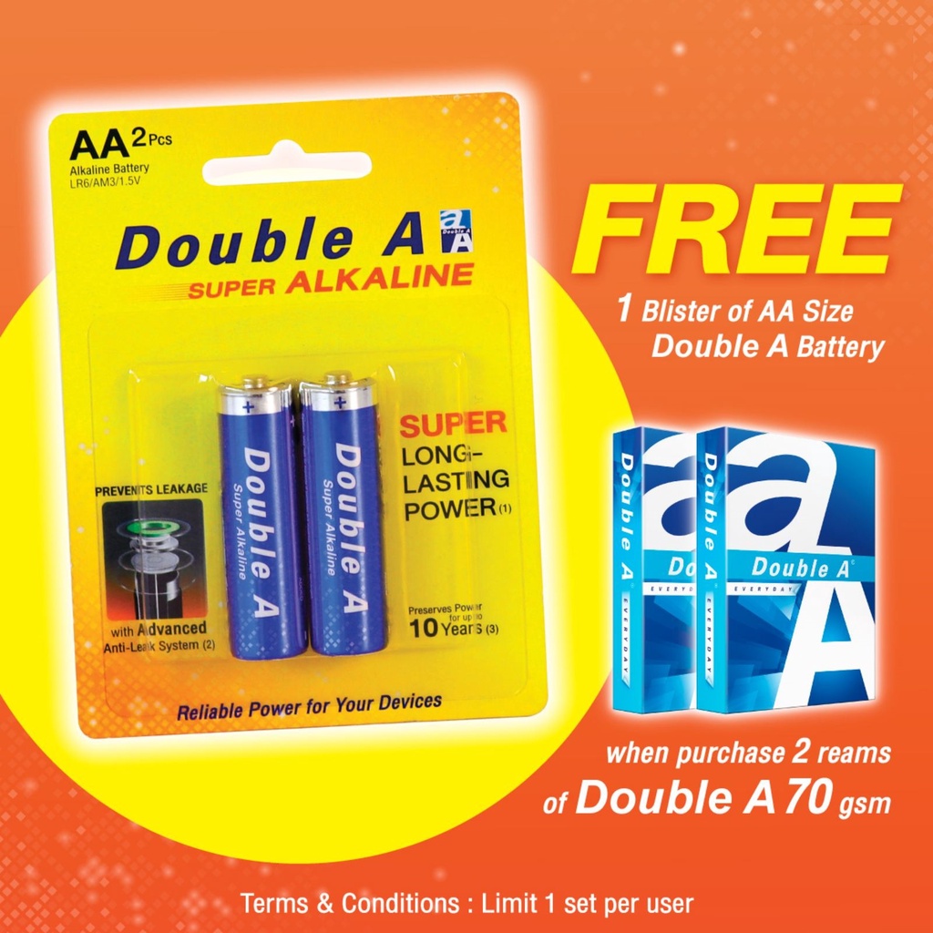 DOUBLE A Bond Paper 70 GSM 500 Sheet Buy 2 Get Double A Super Alkaline
