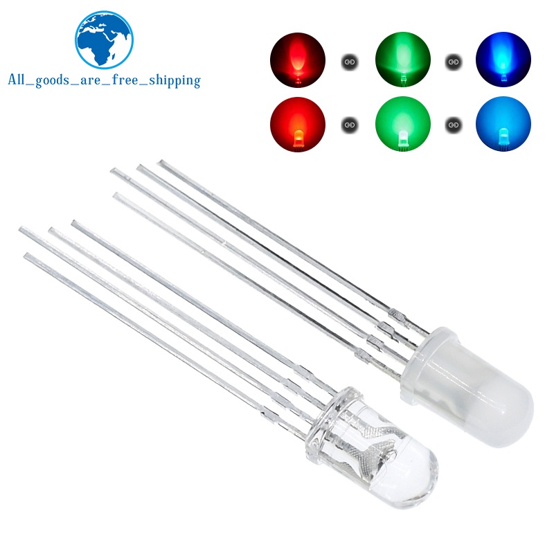 20pcs 5mm RGB LED Common Cathode / Common Anode Tri-Color Emitting ...
