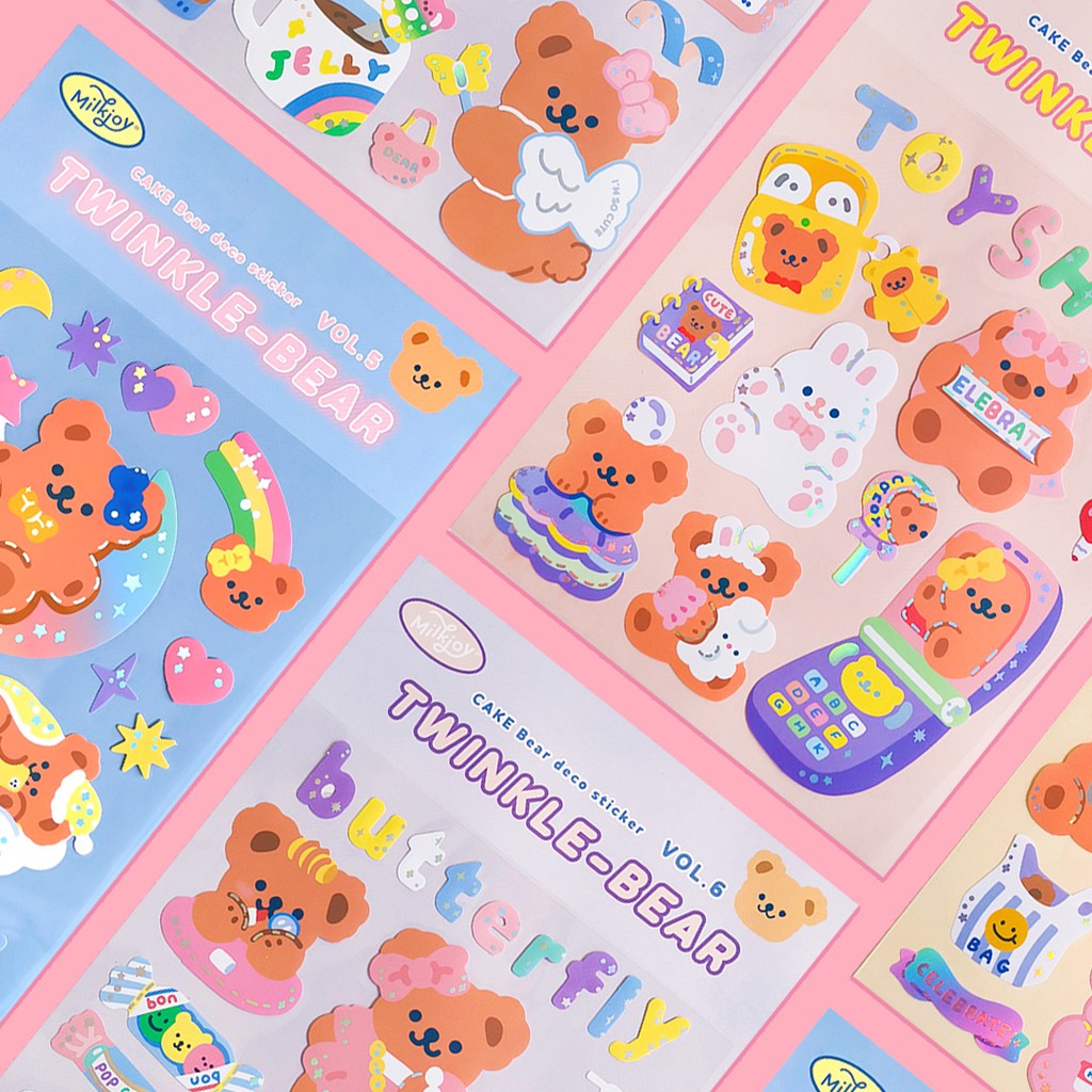 Milkjoy Cake Bear Series Twinkle-bear Glitter Sticker Sheet INS Style ...