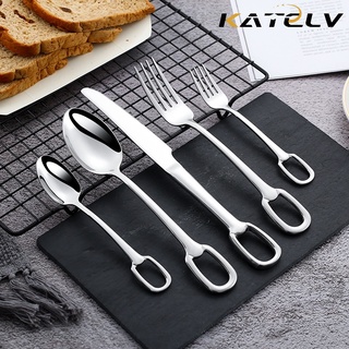 8pcs Stainless Steel Flatware Set For Western-style Dining Utensils,  Include Steak Knife, Fork, Spoon, Teaspoon And Portuguese Tableware Set