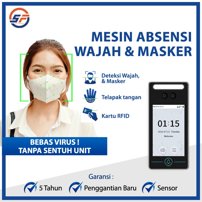 MESIN Zkteco Mini AC Attendance Machine Face Scan Mask/Access Control ...