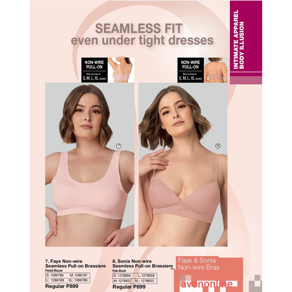 Avon Sonia Non-wire Pull On Seamless Body Illusions Brassiere #S to XL