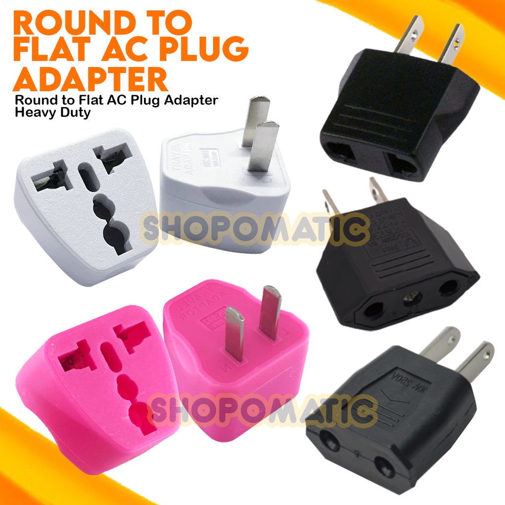 🟧 Round To Flat AC Plug Adapter Adaptor 🟧 Shopee Philippines