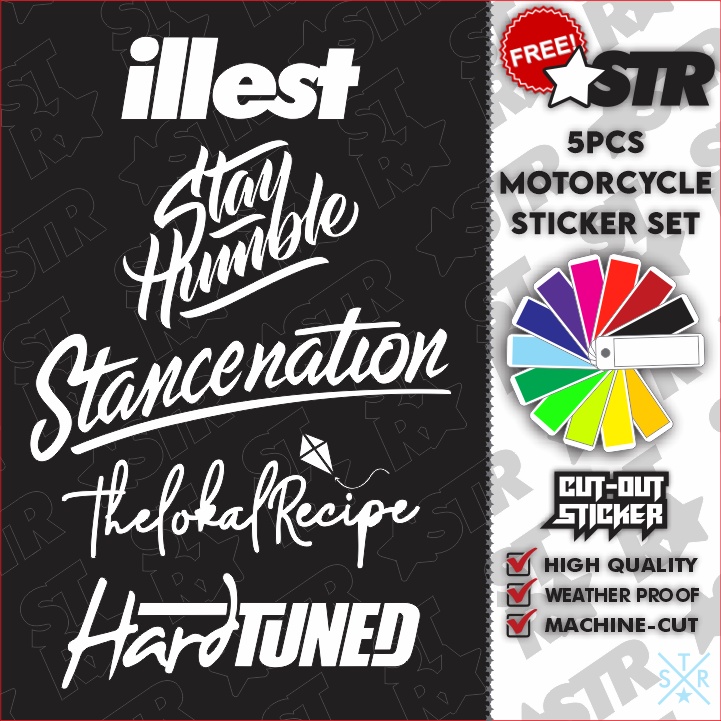 Motorcycle Sticker 5pcs Set A (ILLEST STAYHUMBLE STANCENATION ...