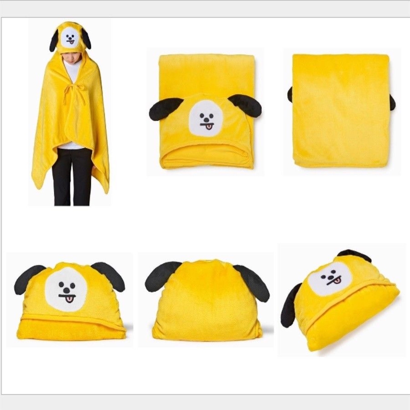 KPOP BTS BT21 Hooded Blanket Plush Soft Nap Sleeping Cloak Shopee Philippines