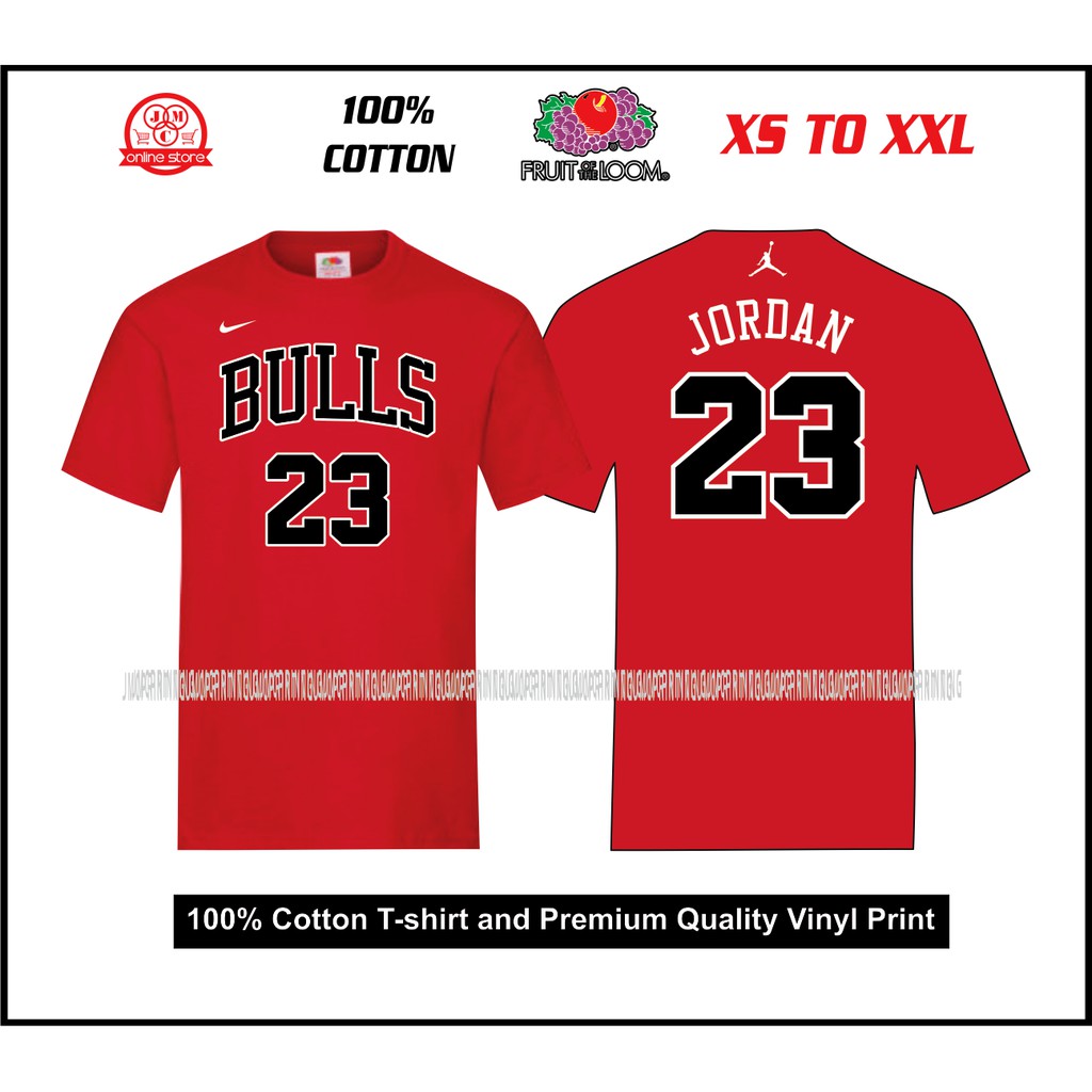 Chicago Bulls Jordan 23 Jersey Fruit of the Loom T Shirt 100 Cotton Shopee Philippines