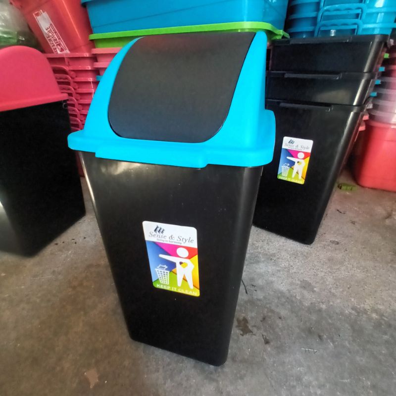 Office Black Trash Bin, Trash Can, Sense and Style, Swing Type Trash