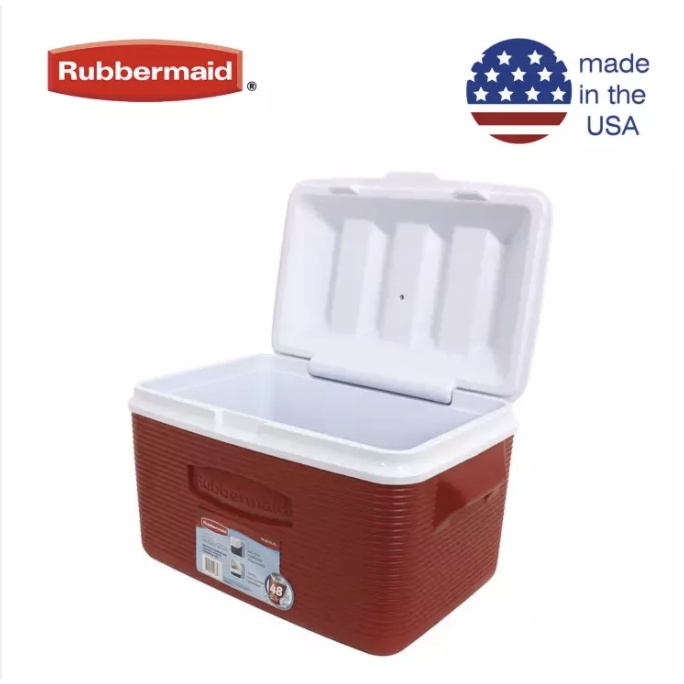 Rubbermaid 48Quart Chest Cooler with Hinged Lid MADE IN USA BLACK