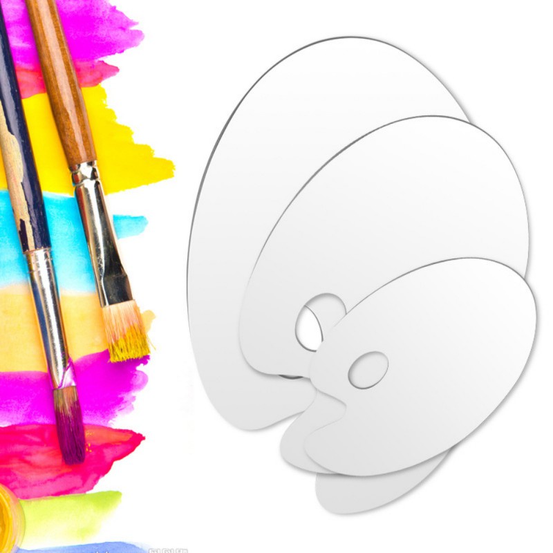 2022 NEW Clear Acrylic Paint Palettes With Thumb Hole Oval Artist Oil