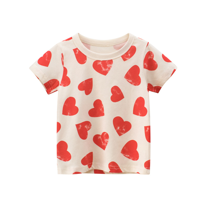 Baby Girls Short Sleeve Tee Children Kids Heart Prints Tshirt Tops Clothes Shopee Philippines