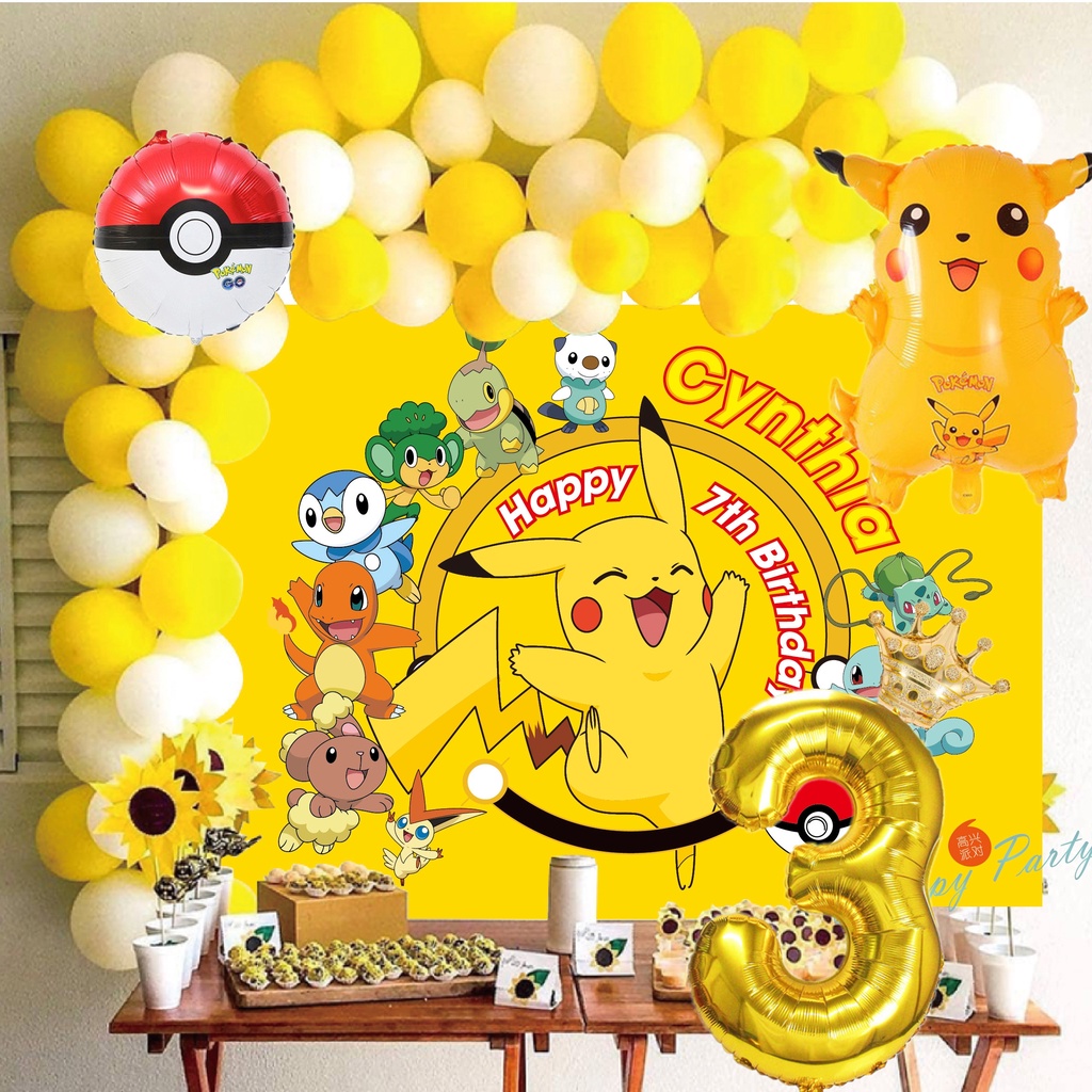 Pokemon Pikachu Theme Foil Balloons Garland Arch Squirtle Bulbasaur Birthday Party Decorations